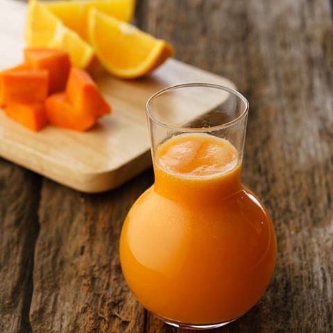 Orange Juice, made from orange, carrots, lemon, celery and, ginger, happygardencafe