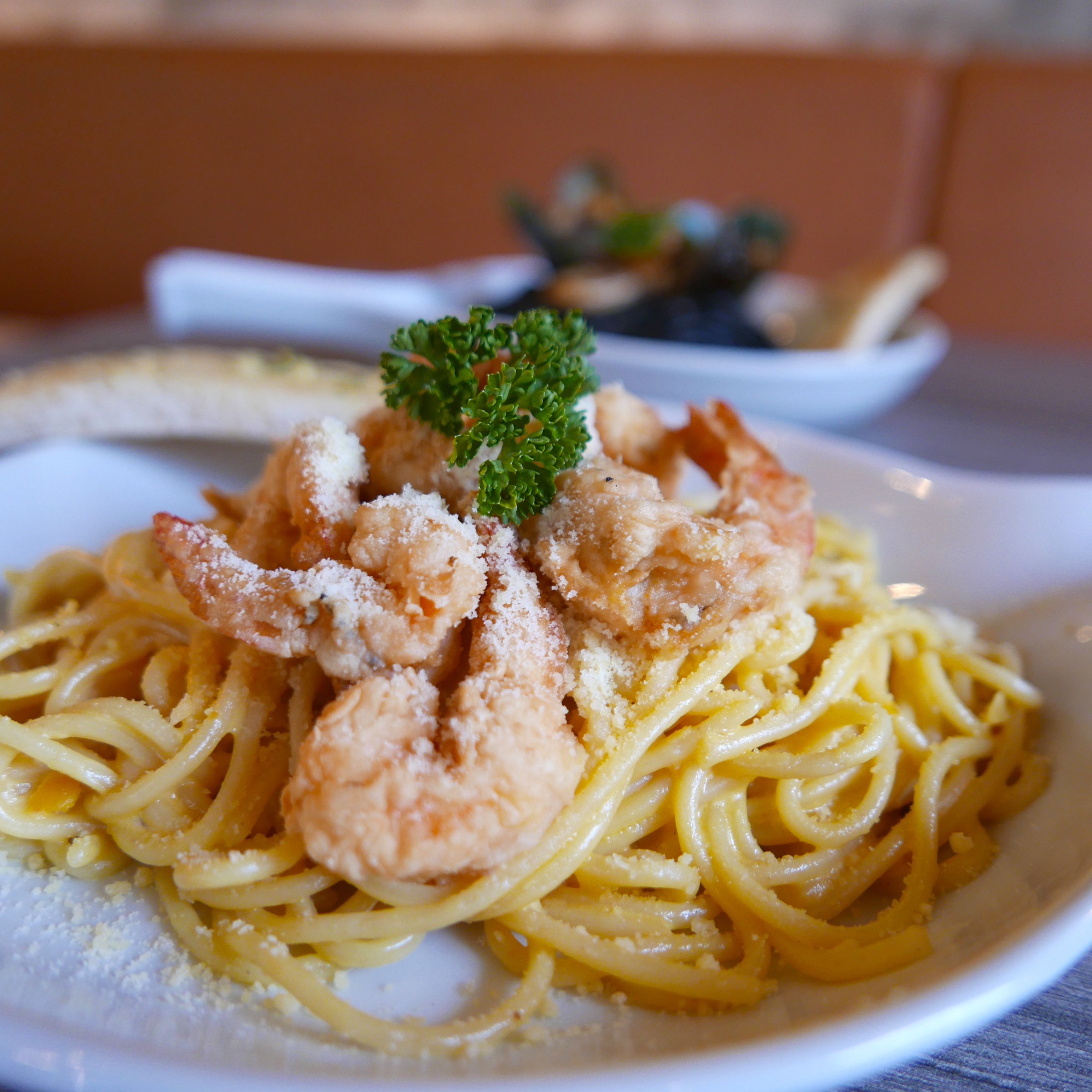 Salted Egg Pasta with Shrimp