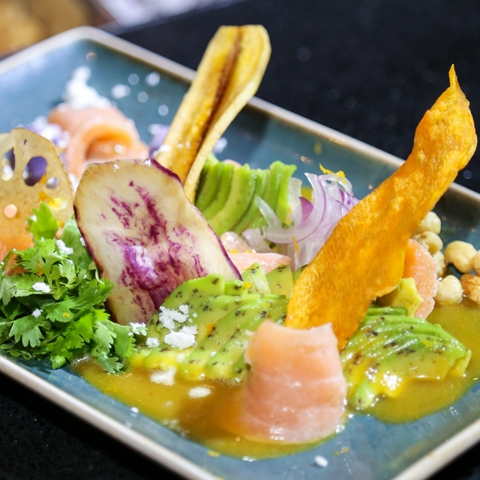 Salmon Tiradito with Orange Aji Amarillo