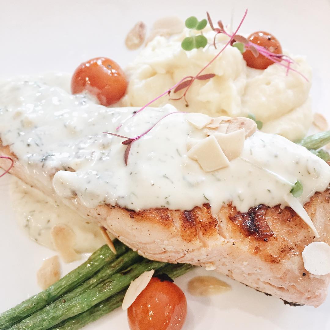 Grilled Salmon in Almond Cream Sauce â Mulberry Door