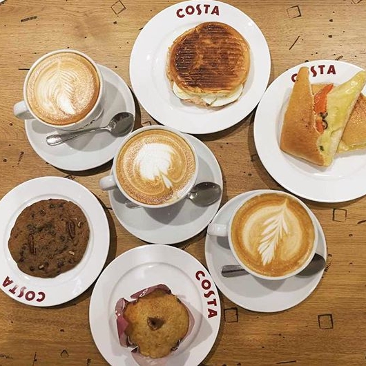 Costa Coffee's Coffees, Cookie, Muffin and Sandwich