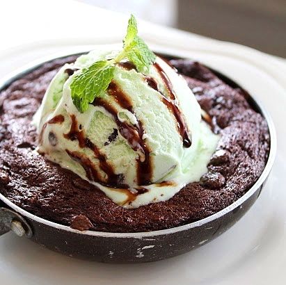 Molten Lava Cake with Mint Flavored Ice Cream