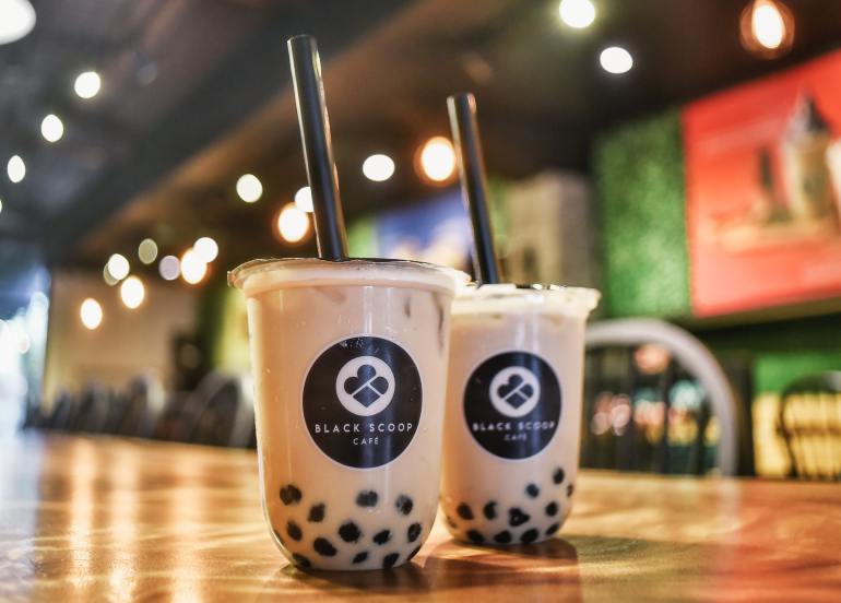 black scoop wintermelon milk tea