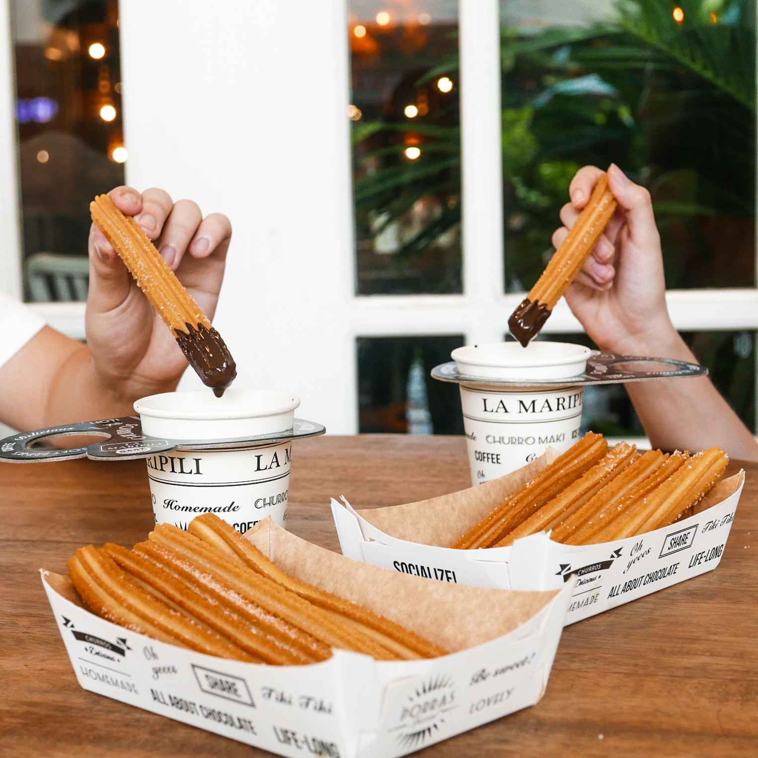 Small Churros with Hot Chocolate Dip