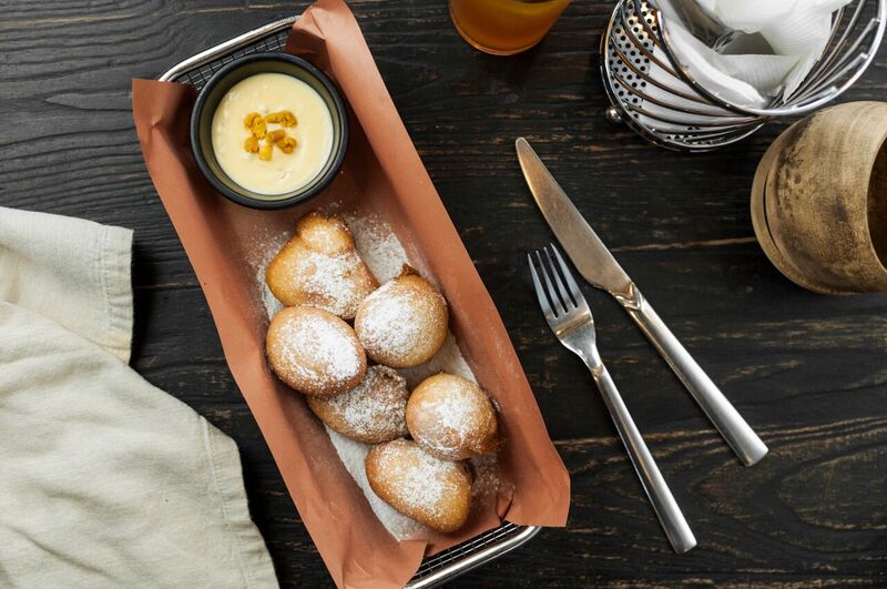 Corn Donuts with Salted Egg sauce