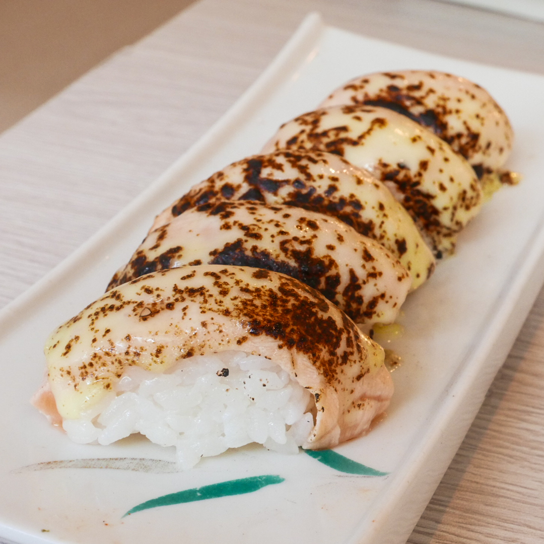 Salmon Nigiri Aburi with Cheese