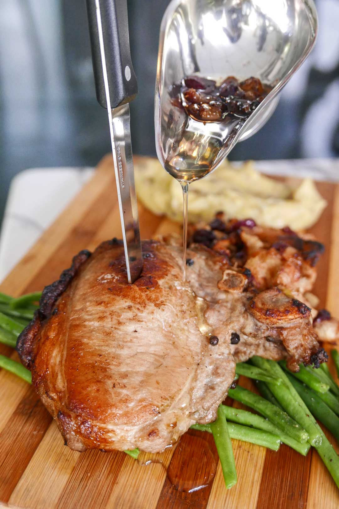 Apple Cranberry Stuffed Pork Chop