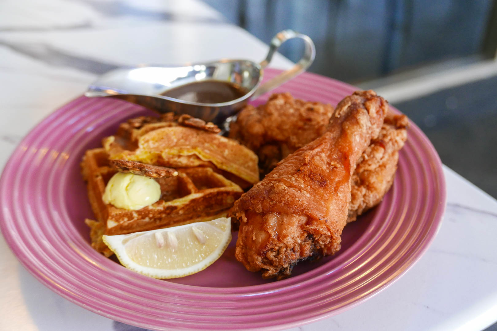 Butterscotch Fried Chicken and Waffles