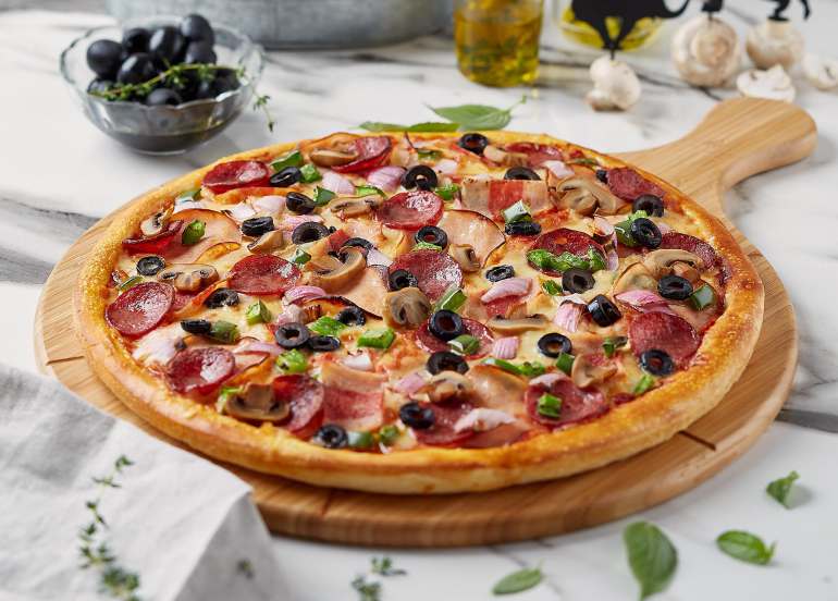 pezzo, hawaiian pizza, menu, delivery, pizza toppings