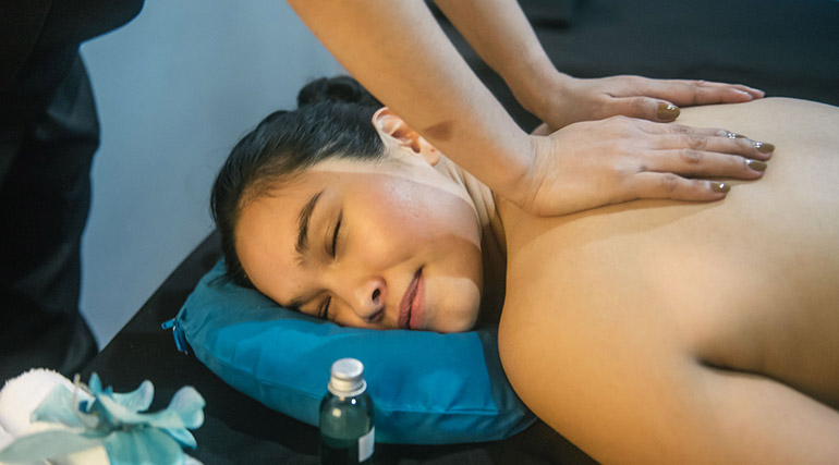 Girl getting massage treatment