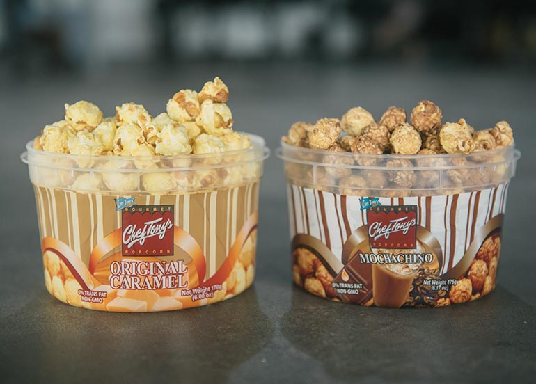 Original Caramel and Mochachino Flavored Popcorn from Chef Tony's Popcorn