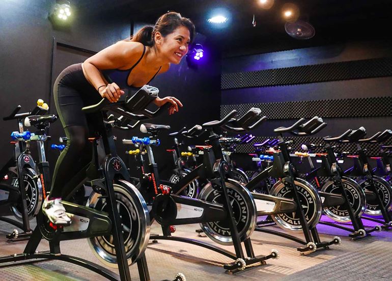 Girl indoor-cycling