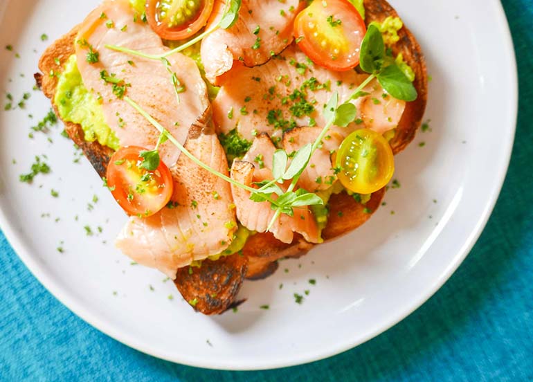 Torched Salmon and Avocado Toast from BOA Kitchen + Socials
