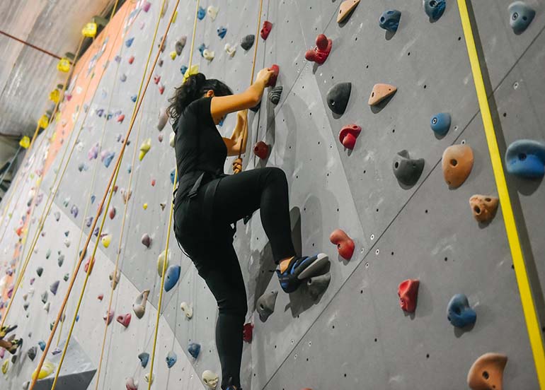 girl wall climbing
