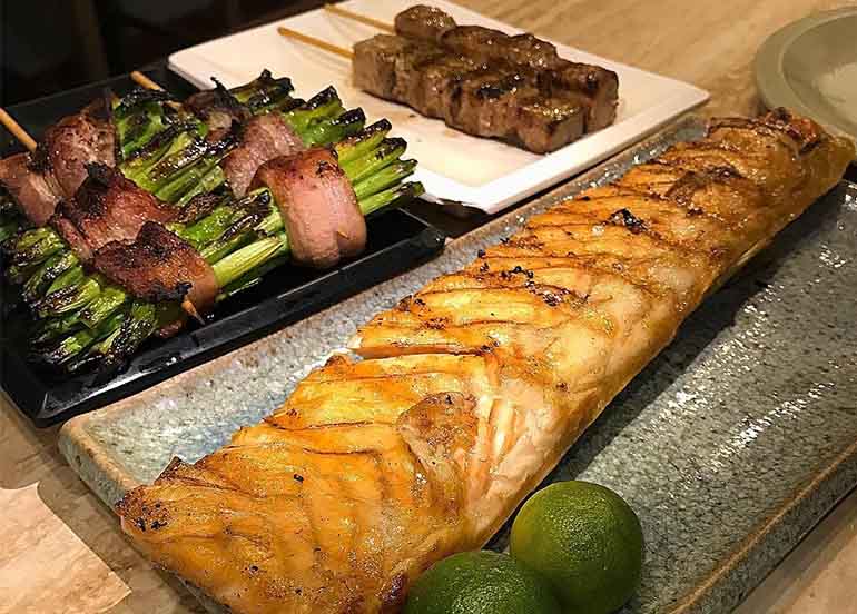 Grilled Salmon, Wagyu, Yakitori from Izakaya Kikufuji