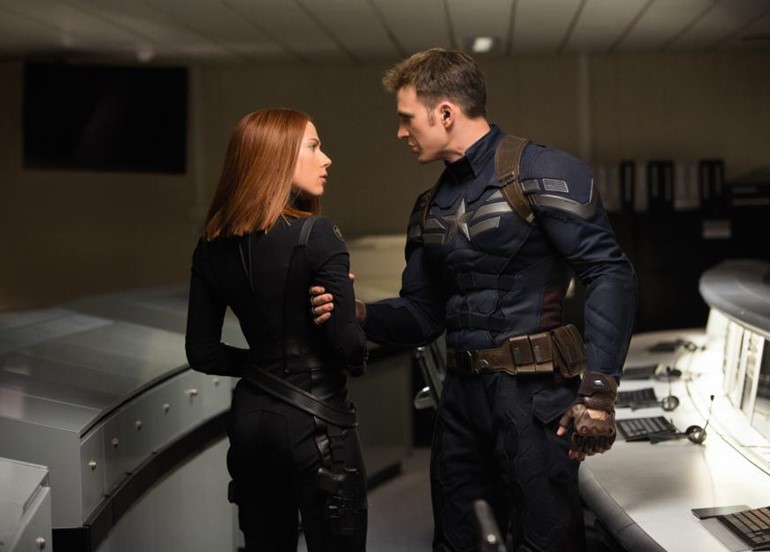 Captain America holds Black Widow