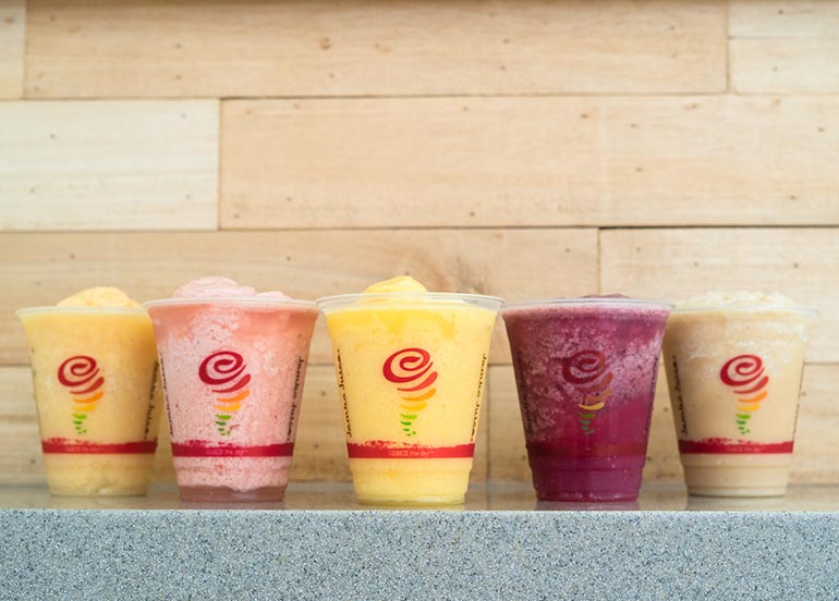 Mango, Orange, Strawberry, Berry and Coffee Smoothies from Jamba Juice