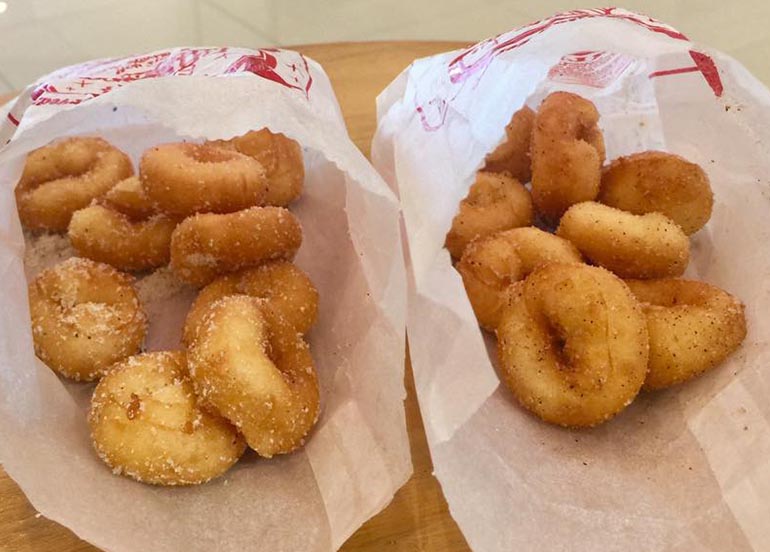 Cinnamon Sugar Powdered Mini Donuts from Lil Orbits Mini Donuts