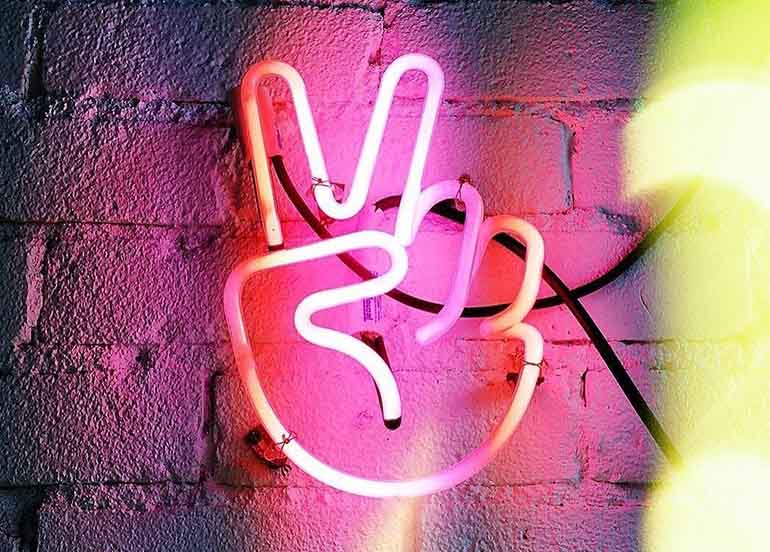 Neon Peace Sign from Emack and Bolio's 