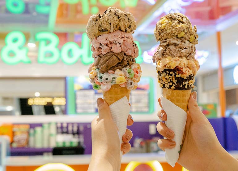 Triple Scoop of Ice Cream in a Signature Marshmallow Cone from Emack and Bolio's 