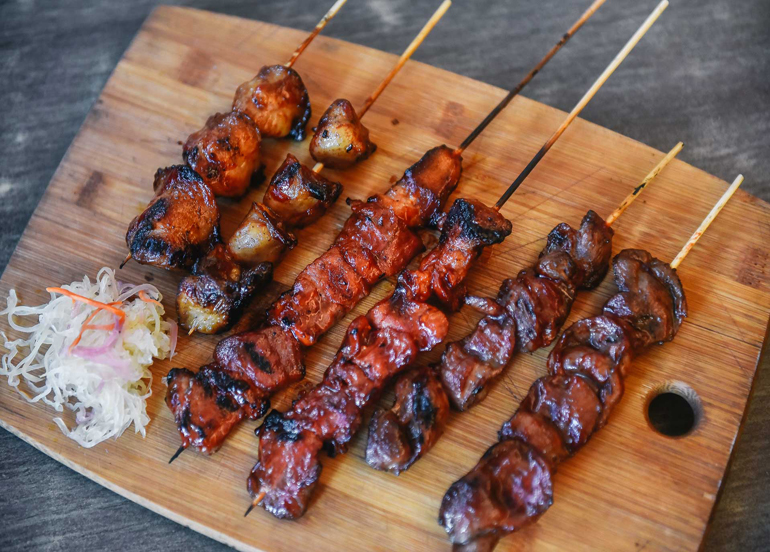 chicken ass, chicken balunan, pork bbq tray assortment