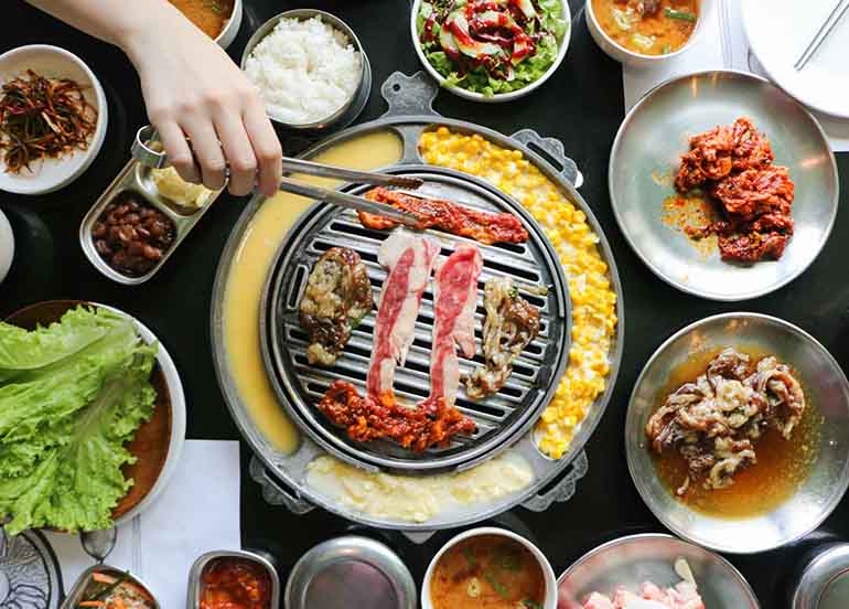 Samgyupsal and Banchan from Leann's Tea House