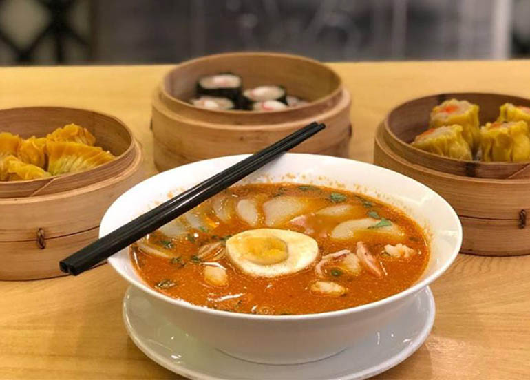 Seafood Laksa Ramen and Dimsum from Wangfu Chinese Cafe