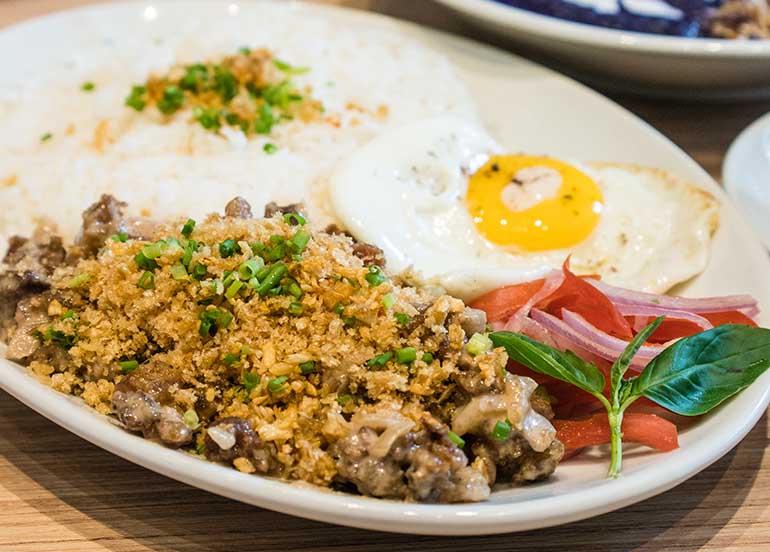 Sisig, Rice and Sunny Side Up Egg from Manam Express