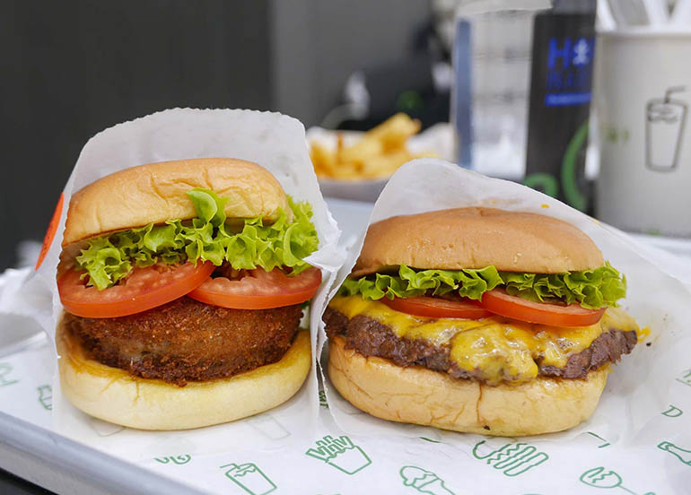 Shroom Burger and Burger from Shake Shack