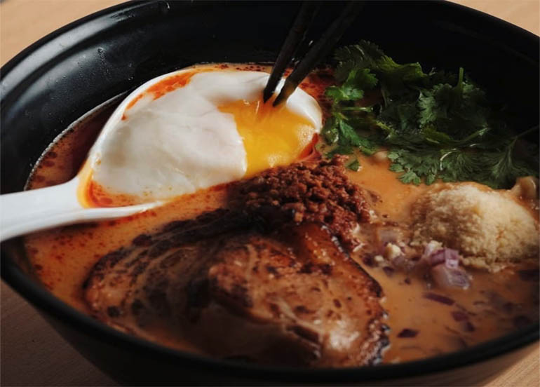 Tantanmen from Ippudo with soft-boiled tamago, chasu, cilantro