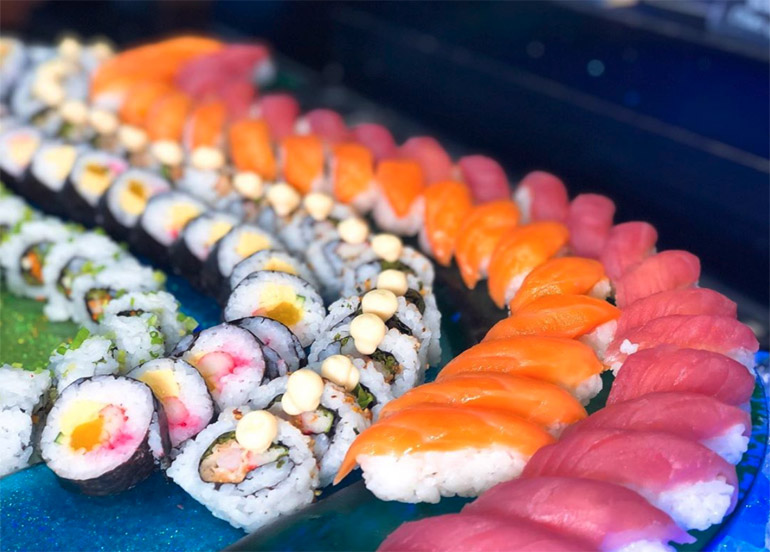 An assortment of sushi and nigiri from Vikings Luxury Buffet