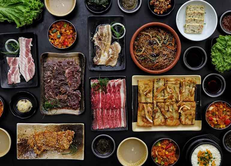 Banchan and KBBQ from Soban K-Town Grill megamall restaurants