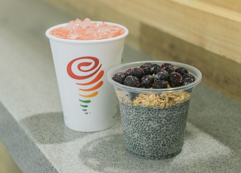 Fruit Refresher and Milky Chia Pudding from Jamba Juice