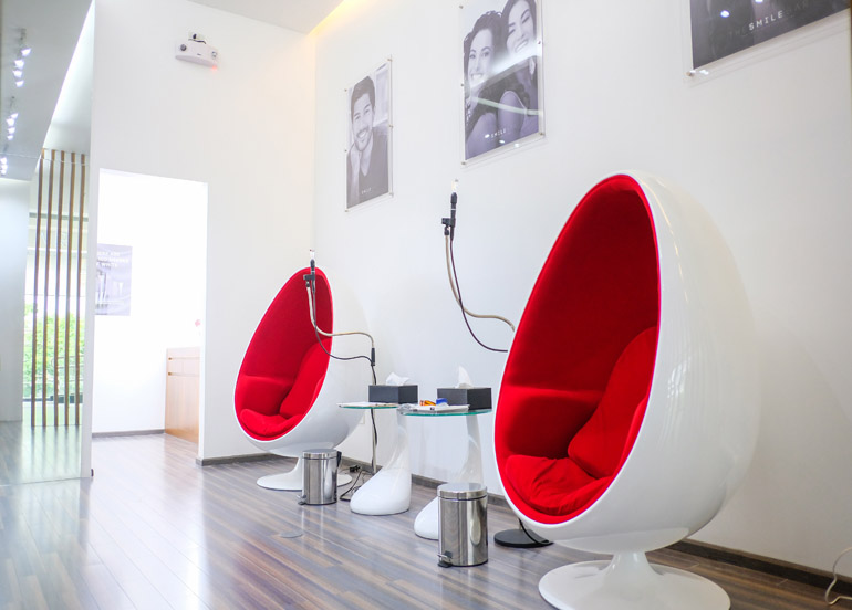 The Smile Bar teeth whitening salon chairs