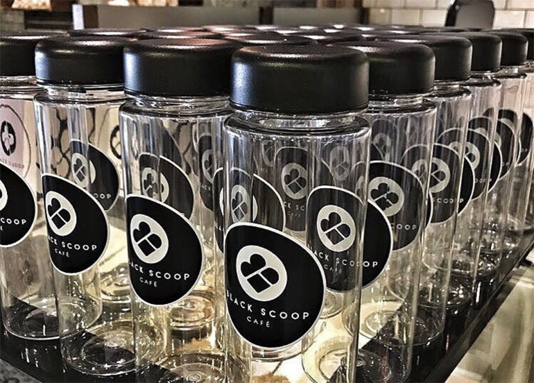 Black Scoop Cafe reusable tumblers