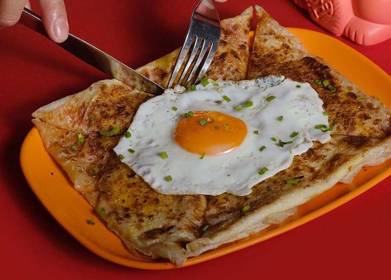 Murtabak with Corned Beef and egg at Roti Shop