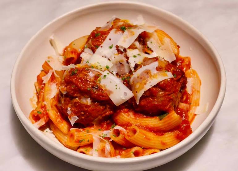 Penne and Meatballs from Wildflour Restaurant