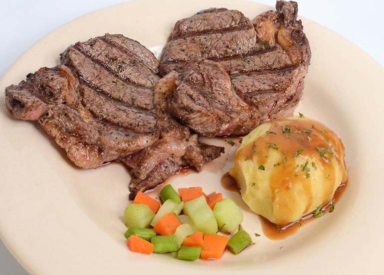 Tenderloin Steak with Mashed Potatoes and Vegetables from Brickfire
