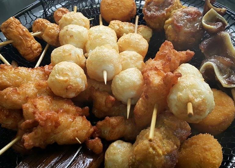 Assortment of skewered street food from Eat Fresh