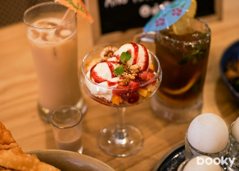 spiked ice cream with fruits