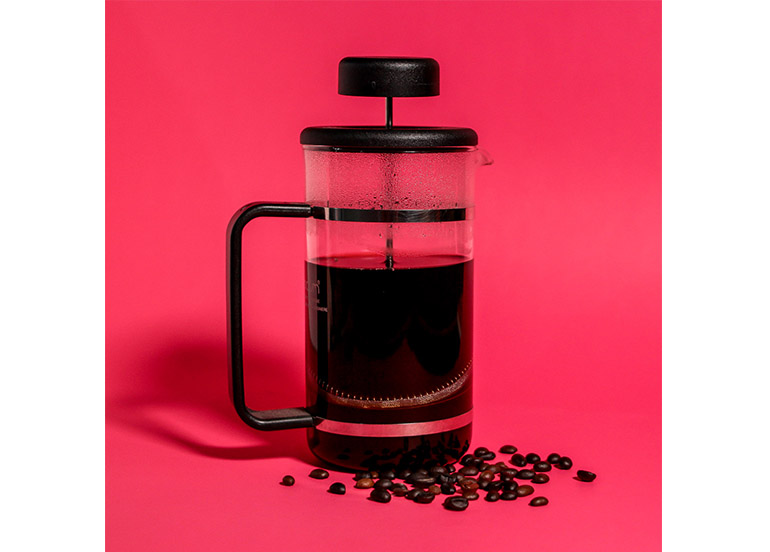 French Press with Coffee Grounds
