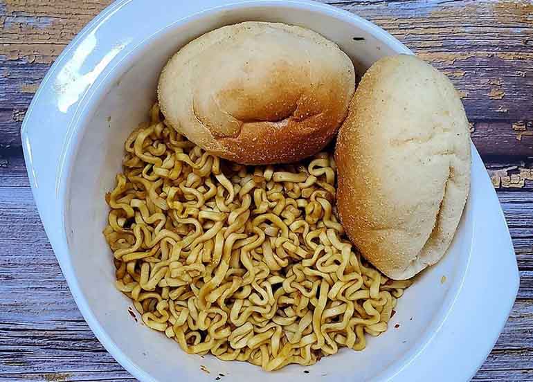 Pandesal with Pancit Canton