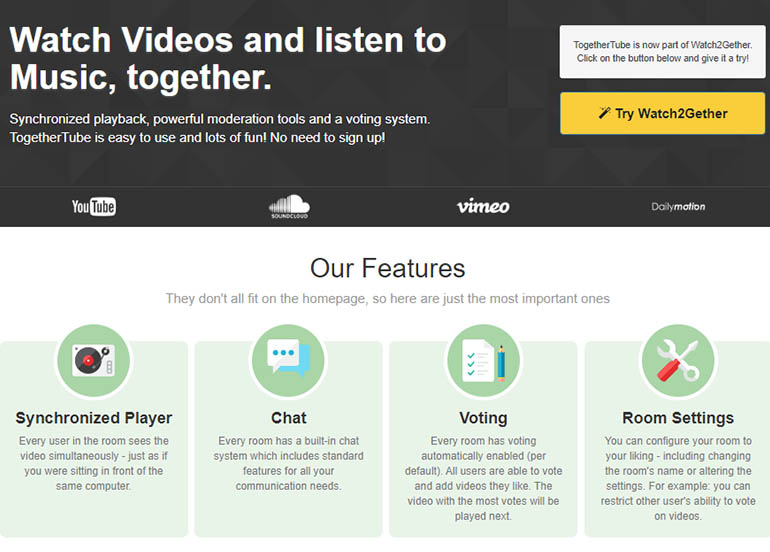 Screenshot from Togethertube's website