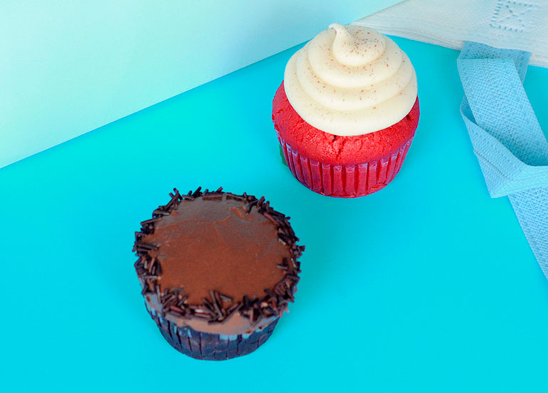 Red Velvet and Chocolate Cupcakes from Cupcakes by Sonja