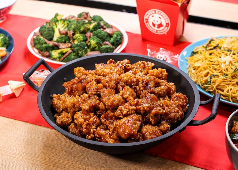 Orange Chicken, Broccoli with Beef, and Chow Mein from  Panda Express