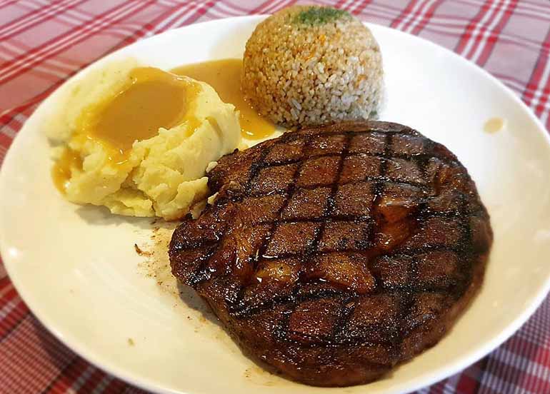 Steak, Mashed Potatoes and Rice from Roadhouse Barn Restaurant