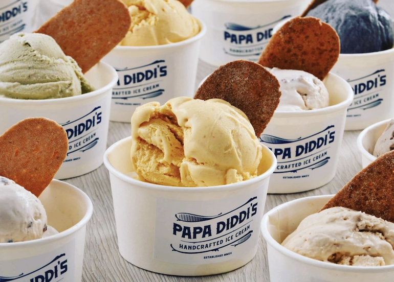 Papa Diddi's Handcrafted Ice Cream selection