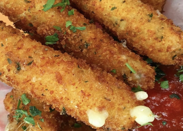 Flaming Wings herb-crusted mozzarella sticks 