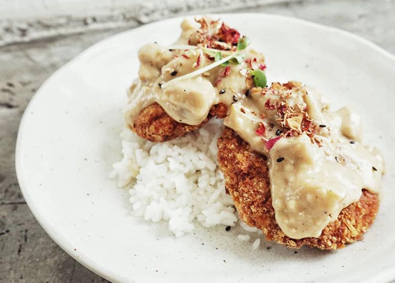 Katsu Burger Steak with Mushroom Gravy from Kale Cafe + Restaurant