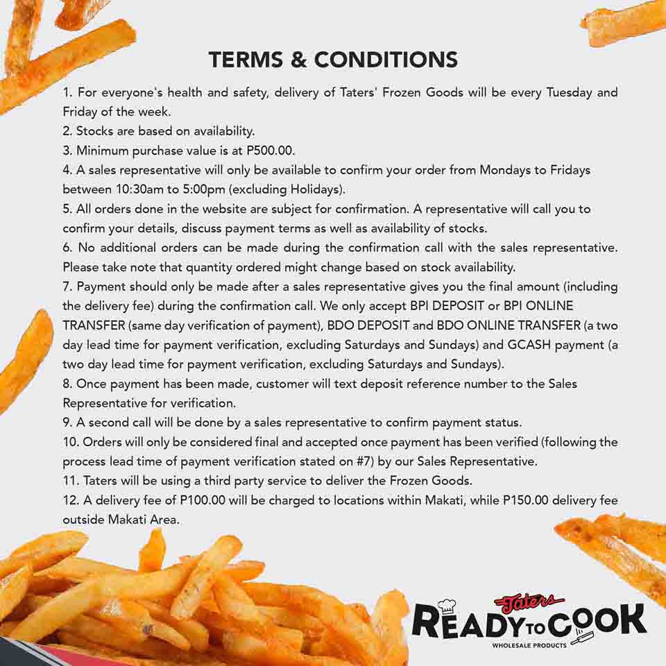 Taters Terms and Conditions